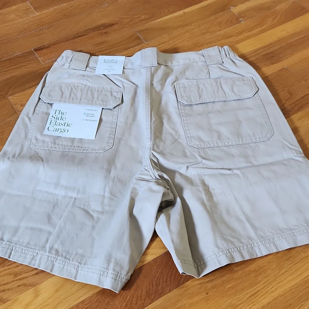 Side Elastic Cargo Pants - Beige